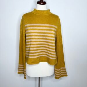 Moth Mustard Yellow Striped Turtleneck Womens Sweater size small